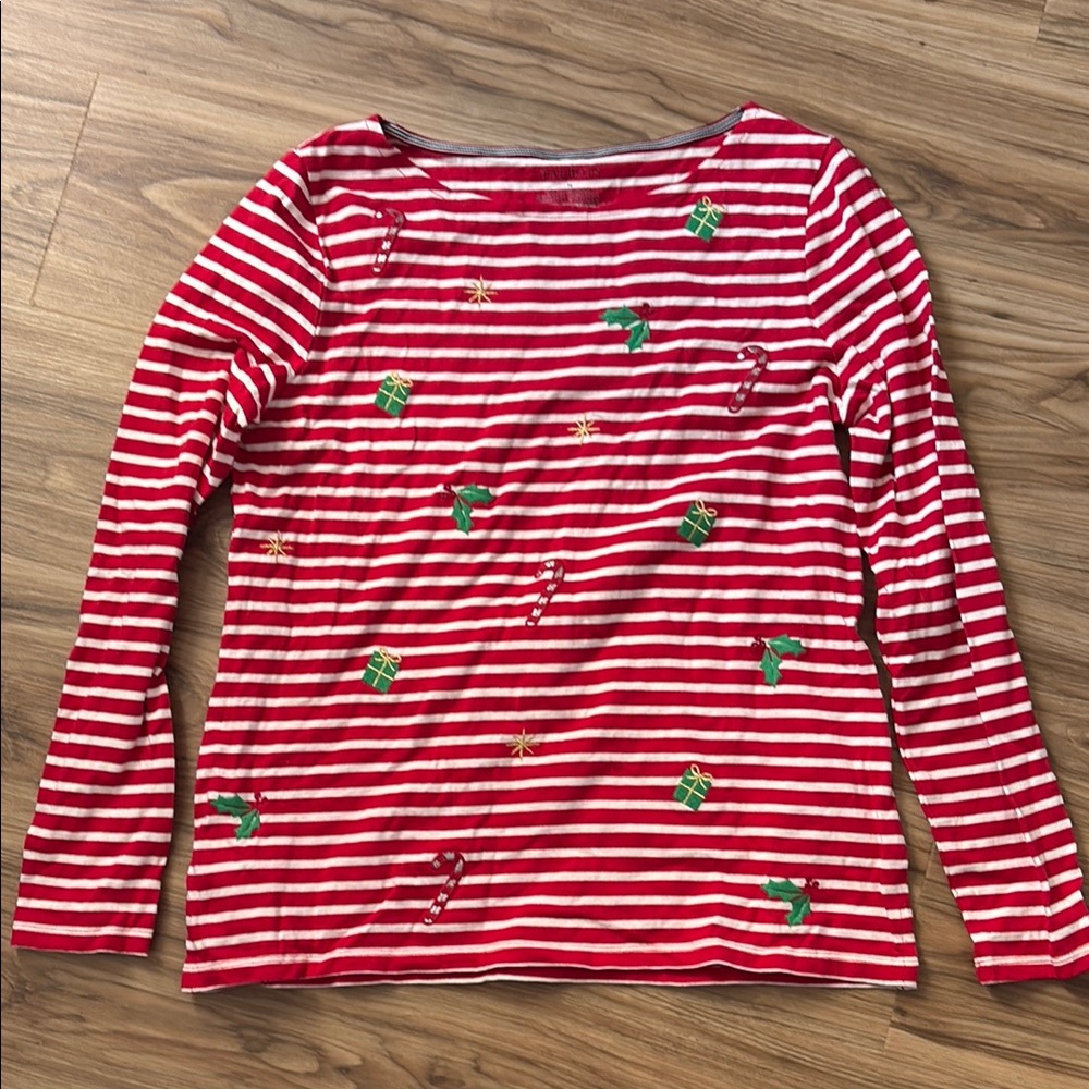 Talbots Red and White Striped Sweater